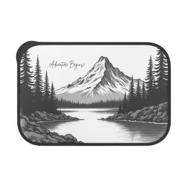 Eco Hiking Lunch Box | Charcoal Nature Art Design + Utensils Included - Image 3