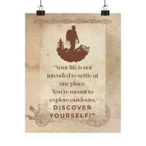 Travel Poster Vintage | Discover Outdoors Matte Quote Print | Eco-Friendly Wall Decor